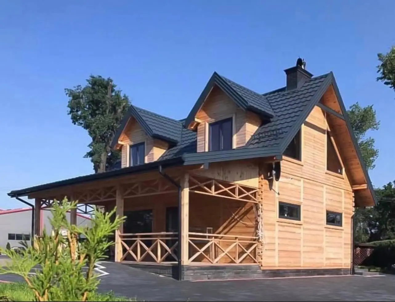 domy z bali z tarasem